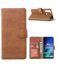 Ntech Motorola Moto One Fusion Hoesje met Pasjeshouder booktype case - Bruin