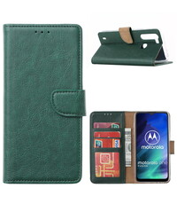 Ntech Motorola Moto One Fusion Hoesje met Pasjeshouder booktype case - Groen