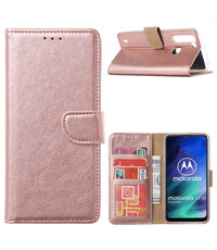 Ntech Motorola Moto One Fusion Hoesje met Pasjeshouder booktype case - Rose Goud