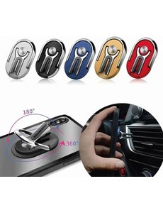Merkloos Multifunctionele zelfklevend clip telefoon houder, magneet, 360 graden auto ventilatie, draaibare vinger ring, auto accessoires, iPhone, Samsung, Huawei, Sony, LG (zwart)