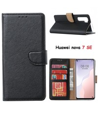 Ntech Huawei nova 7 SE Hoesje met Pasjeshouder booktype case - Zwart