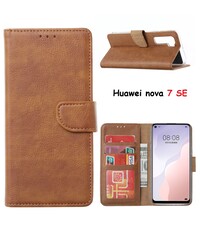 Ntech Huawei nova 7 SE Hoesje met Pasjeshouder booktype case - Bruin