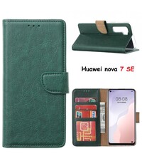 Ntech Huawei nova 7 SE Hoesje met Pasjeshouder booktype case - Groen