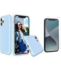 Ntech iPhone 12 Mini Hoesje Nano siliconen Licht Blauw met 1x Screenprotector