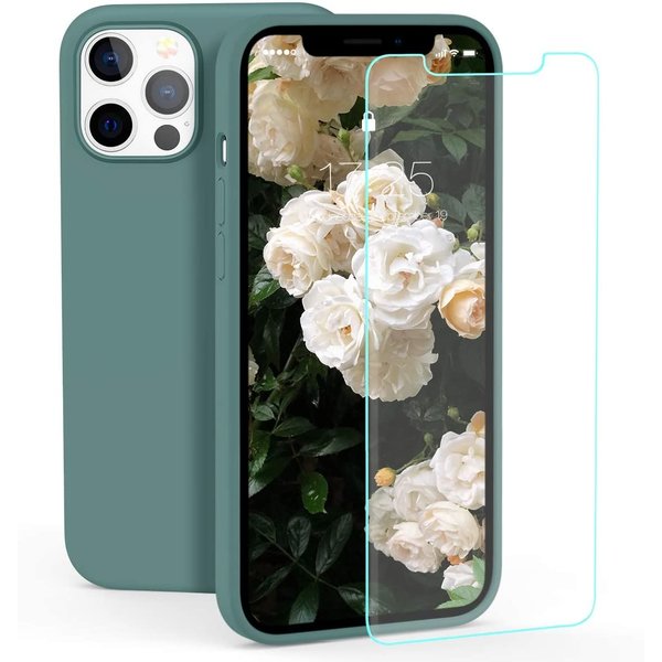 Ntech Hoesje Geschikt voor iPhone 12 Mini Hoesje - Soft Nano siliconen cover TPU backcover - Pine Groen met 1x Screenprotector