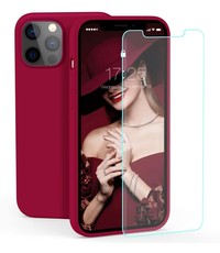 Ntech iPhone 12 Mini Hoesje Nano siliconen Wijnrood met 1x Screenprotector