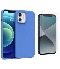 Ntech iPhone 12 Mini Hoesje Nano siliconen Turquoise met 1x Screenprotector