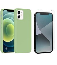 Ntech iPhone 12 Mini Hoesje Nano siliconen Groen met 1x Screenprotector