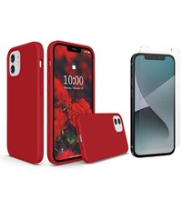 Ntech iPhone 12 Mini Hoesje Nano siliconen Rood met 1x Screenprotector