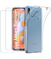 Ntech Samsung Galaxy A11 / M11 hoesje - Samsung Galaxy A11 / M11 casesiliconen transparant - hoesje A11 / M11 - Samsung Galaxy A11 / M11 hoesjes cover hoes - 2x Samsung Galaxy A11 / M11 Screenprotector Tempered Glass