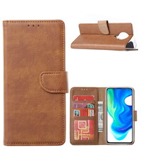 Ntech Xiaomi Poco X3 Hoesje met stand portemonnee book case Pasjeshouder wallet - Bruin