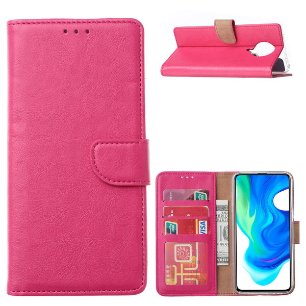 Ntech Hoesje Geschikt voor Xiaomi Poco X3 Hoesje met stand portemonnee book case Pasjeshouder wallet - Pink
