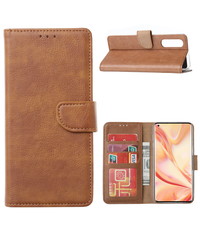 Ntech Oppo Reno 4 Lite / A73 / F17 Pro Hoesje met Pasjeshouder booktype case / wallet cover Bruin