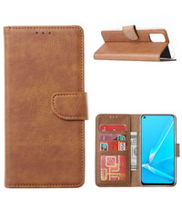 Ntech Oppo Reno 4 Hoesje met Pasjeshouder booktype case Bruin