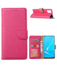 Ntech Oppo Reno 4 Hoesje met Pasjeshouder booktype case Pink