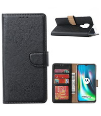 Ntech Motorola MOTO G9 Plus Hoesje portemonnee case met stand en Pasjeshouder - Zwart