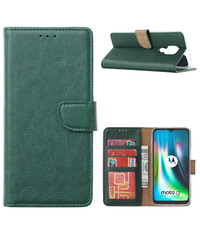 Ntech Motorola MOTO G9 Plus Hoesje portemonnee case met stand en Pasjeshouder - Groen