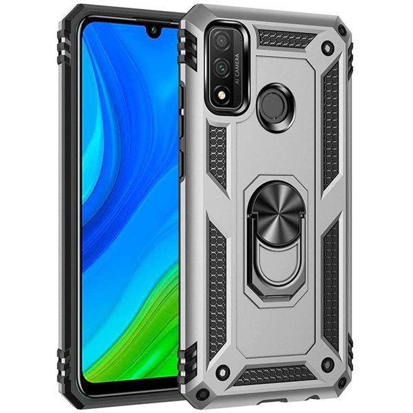 Ntech Huawei Y6p Hoesje - Anti-Shock Hybride Ring Armor met Kickstand - Zliver