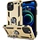 Ntech Hoesje Geschikt voor iPhone 12 Pro Max hoesje - Hardcase - Tough armor ring Goud + 2 stuks screenprotector