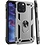 Ntech Hoesje Geschikt voor iPhone 12 Pro Max hoesje - Hardcase - Tough armor ring Zilver + 2 stuks screenprotector