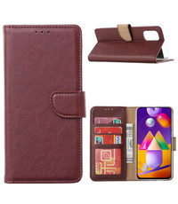 Ntech Samsung Galaxy A42 5G hoesje bookcase Bordeaux - Samsung Galaxy A42 wallet case portemonnee hoes cover