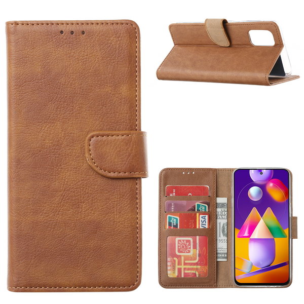 Ntech Hoesje Geschikt Voor Samsung Galaxy A42 5G hoesje bookcase Bruin - Galaxy A42 wallet case portemonnee hoes cover