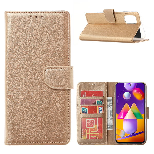 Ntech Hoesje Geschikt Voor Samsung Galaxy A42 5G hoesje bookcase Goud - Galaxy A42 wallet case portemonnee hoes cover