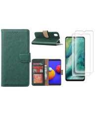 Ntech Samsung Galaxy A01 Core Hoesje met Pasjeshouder booktype case / wallet cover Groen - Samsung Galaxy A01 Core 2 pack Screenprotector / tempered glass