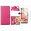 Ntech Hoesje Geschikt Voor Samsung Galaxy A42 5G hoesje bookcase Pink - Galaxy A42 wallet case portemonnee - A42 book case hoes cover - 2X screenprotector / tempered glass