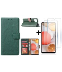 Ntech Samsung Galaxy A42 5G hoesje bookcase Groen - Samsung Galaxy A42 wallet case portemonnee - A42 book case hoes cover - 2X screenprotector / tempered glass