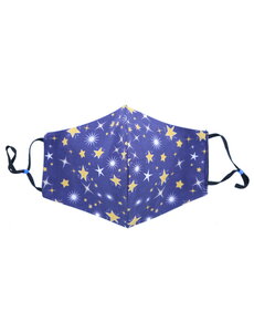 Merkloos Mondkapje wasbaar - verstelbaar - 100% Katoen - Blauw - Sterretjes