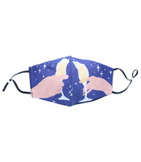 Merkloos Mondkapje wasbaar - verstelbaar - 100% Katoen - Donkerblauw - Wijnglas