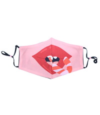 Merkloos Mondkapje wasbaar - verstelbaar - 100% Katoen - Roze - Lippen