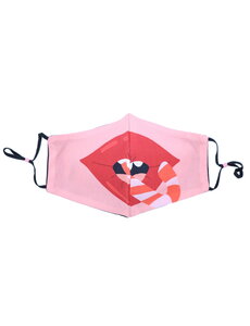 Merkloos Mondkapje wasbaar - verstelbaar - 100% Katoen - Roze - Lippen