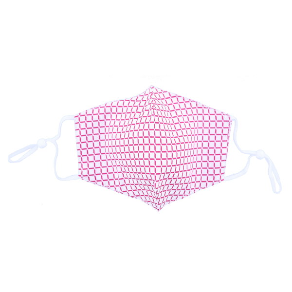 Merkloos Mondkapje wasbaar - verstelbaar - 100% Katoen met ruimte voor Filter - Roze/Wit