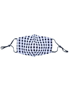 Merkloos Mondkapje wasbaar - verstelbaar - 100% Katoen met ruimte voor Filter - Zwart/Wit vierkant Patroon