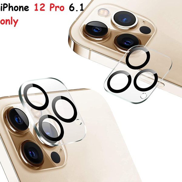 Ntech Geschikt voor iPhone 12 Pro Lens protector / Geschikt voor iPhone 12 Pro Camera Lens tempered glass - Zwart / Clear