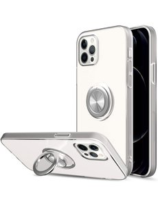 Ntech iPhone 12 Pro Max Luxe hoesje meg Metalen Ring houder Transparant
