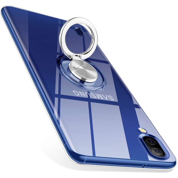 Ntech Hoesje Geschikt Voor Samsung Galaxy A10 Hoesje - Galaxy M10 Hoesje Luxe Back Metalen Ring houder - Transparant