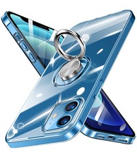 Ntech iPhone 12 Mini Luxe hoesje met Metalen Ring houder Transparant