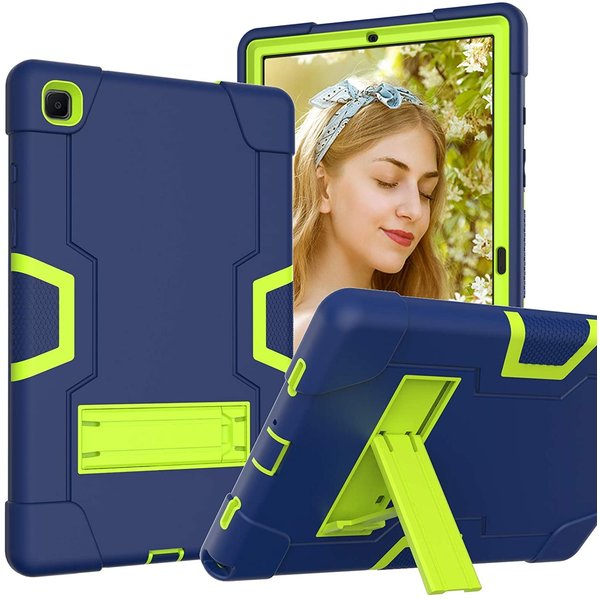 Ntech Hoes Geschikt voor Samsung Galaxy Tab A7 Hoes Shockproof case - 10.4 inch - (2020/2022) - Kickstand Hybride Armor - Blauw / Groen