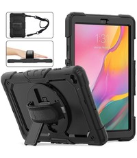 Ntech Samsung Galaxy Tab A 10.1 Hoes - Tab A 10.1 (2019) Robuuste hoesje Hybride Armor case met Handband - Zwart