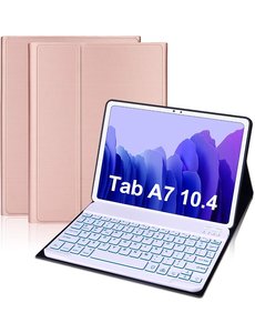 Ntech Samsung Galaxy Tab A7 Toetsenbord Hoes Rose Goud