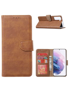 Ntech Samsung Galaxy S21 Plus Hoesje Portemonnee BookCase Bruin