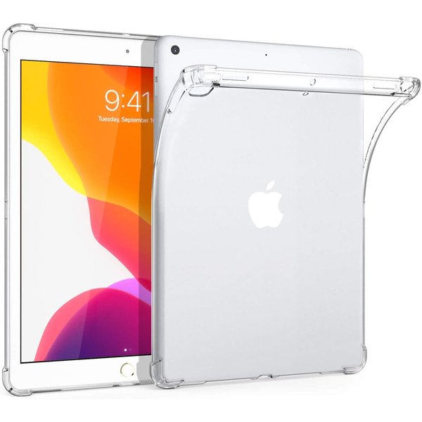 Ntech Hoes geschikt voor iPad 2021 / 2020 / 2019 (9e/8e/7e Generatie / 10.2 inch) siliconen Shockproof Hoesje met Schokbestendig Transparant cover