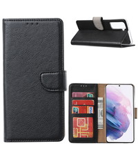 Ntech Samsung Galaxy S21 Ultra Hoesje Portemonnee bookcase met Pasjeshouder Zwart