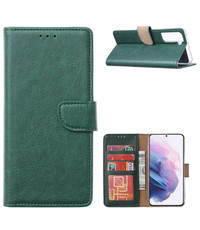 Ntech Samsung Galaxy S21 Ultra Hoesje Portemonnee bookcase met Pasjeshouder Groen