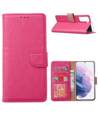 Ntech Samsung Galaxy S21 Ultra Hoesje Portemonnee bookcase met Pasjeshouder Pink