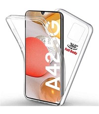 Ntech Samsung Galaxy A42 Hoesje 360° Cover 2 in 1 Case - Samsung A42 Dual TPU Case ( Voor en Achter) Transparant