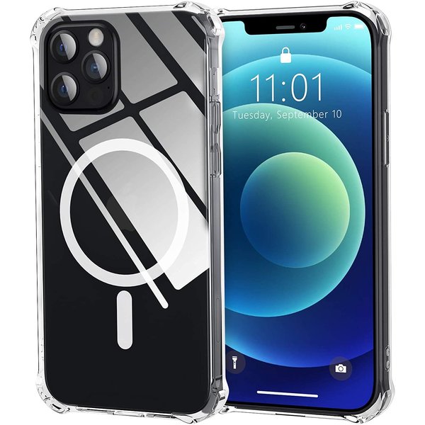 Ntech Hoesje Geschikt voor iPhone 12 Pro Max Hoesje - Hoesje Geschikt voor iPhone 12 Pro Max met Oplaadfunctie hoesje case - met Oplaadfunctie cover - Transparant